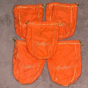 Lot of 5 Peach Crown Royal Drawstring Bags